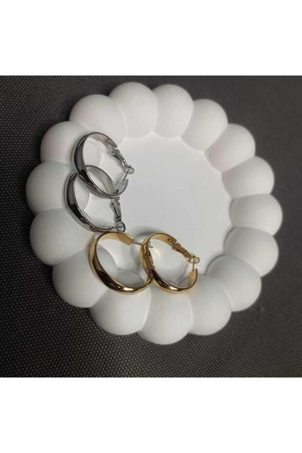 Yassi Hoop Earrings Gold& Silver Color Set of 2 316L Steel Mother's Day Gift
