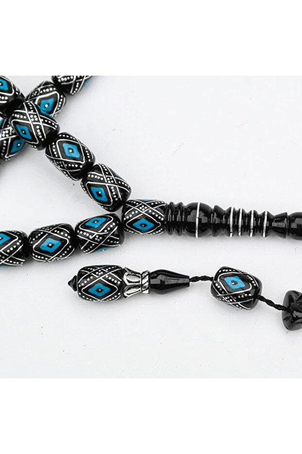Oltu Stone Capsule Cut Scorpion Model Enamel Embroidered Rosary