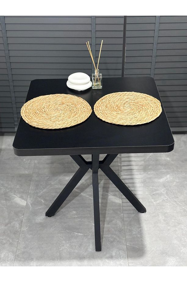 Ceviz Mutfak Balkon Cafe Yemek Masası Kavisli Köşe Siyah Ayak 70 cm - 3