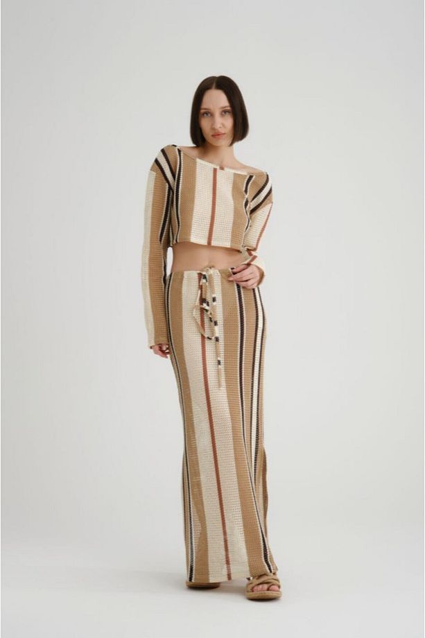Örme Desenli Transparan Kimono Bohem TEK ETEK - 1