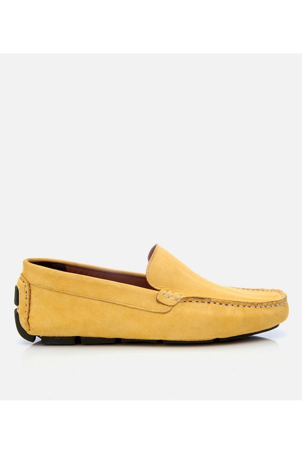 Erkek Nubuk Deri Sarı Hafif Tabanlı Günlük Loafer - 1