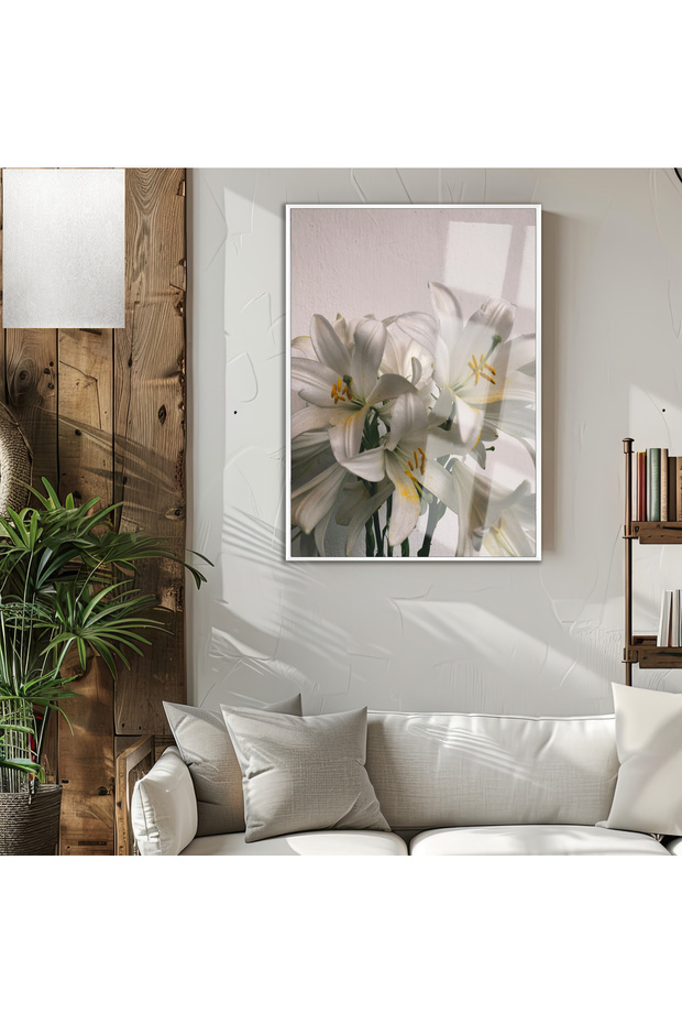 هاريكابيريف | نموذج الزنبق الأبيض (LILIUM CANDIDUM) | طاولة زجاجية مقوية بإطار واحد عمودي