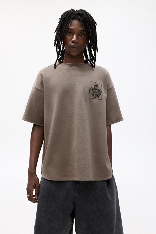 Kısa kollu interlok sweatshirt - 1