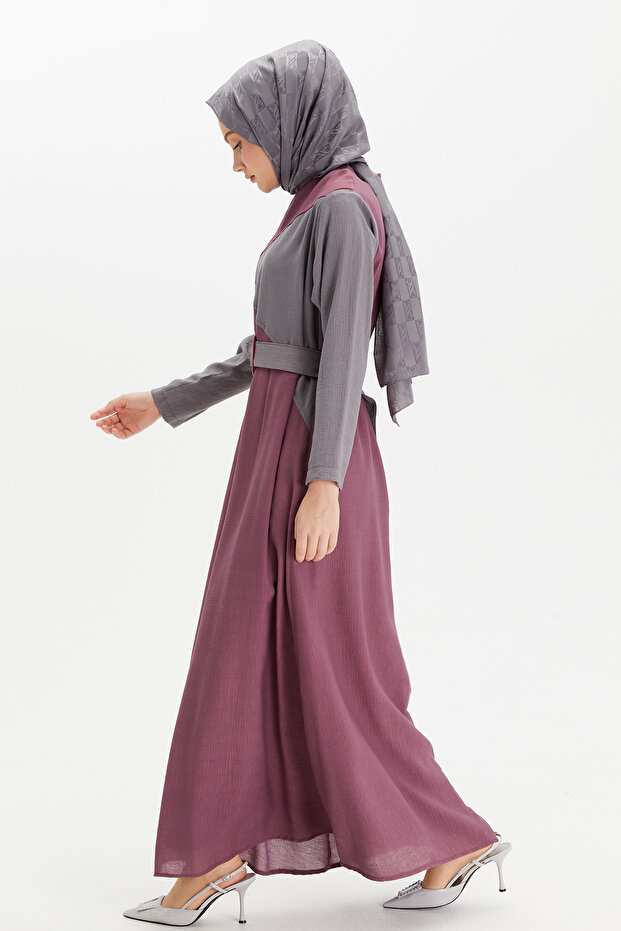 Çift Renkli Elbise - 4