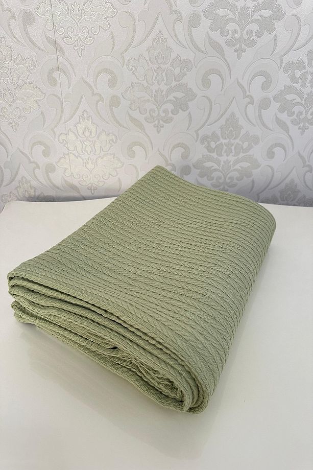 %100 Pamuk Tek Kişilik Yazlık Örgü Pike, Yatak Örtüsü, Terletmez Kumaş (160X240CM) - 3