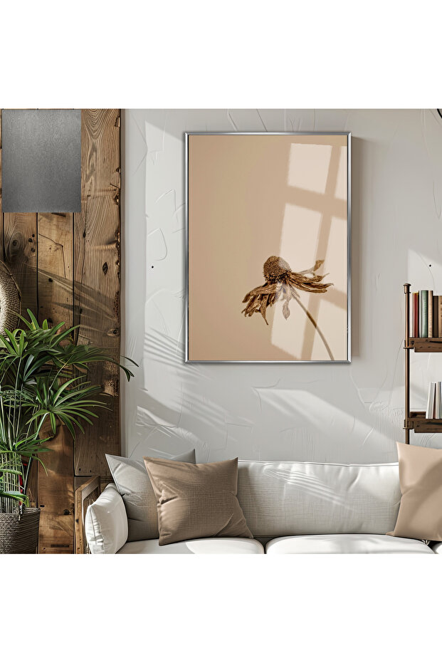 Amazing | Bronze Daisy Botanical Retro Model | Framed Tempered Glass Table Single Vertical