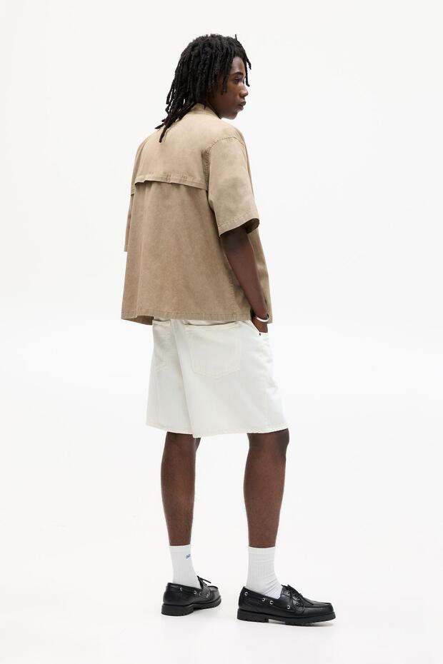 Yıkama efektli kısa kollu gömlek - 4