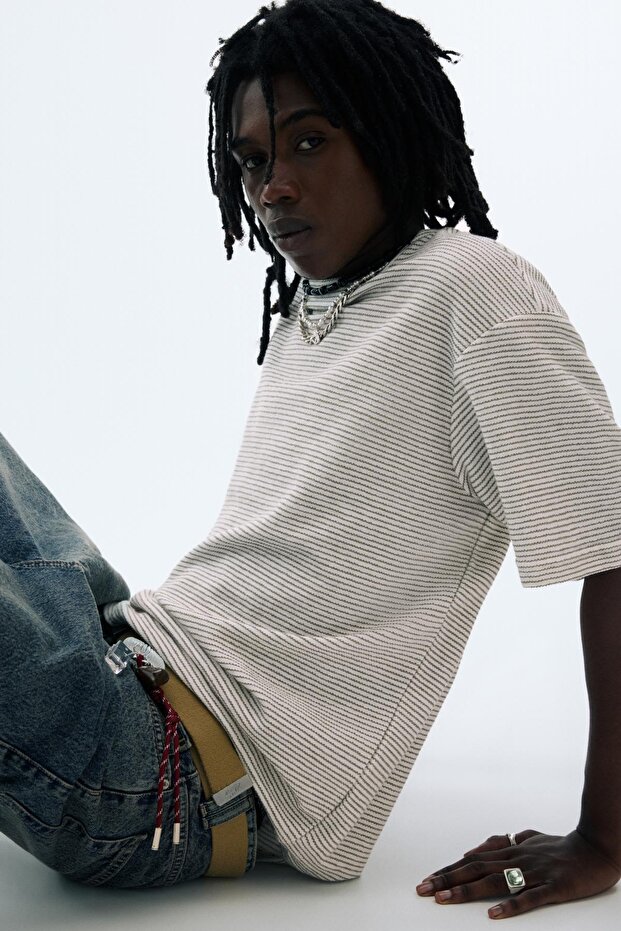 Rustik çizgili t-shirt - 1