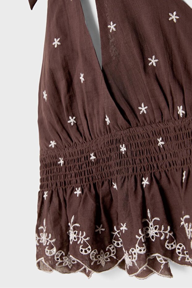 Kontrast Nakışlı Halter Üst - 8