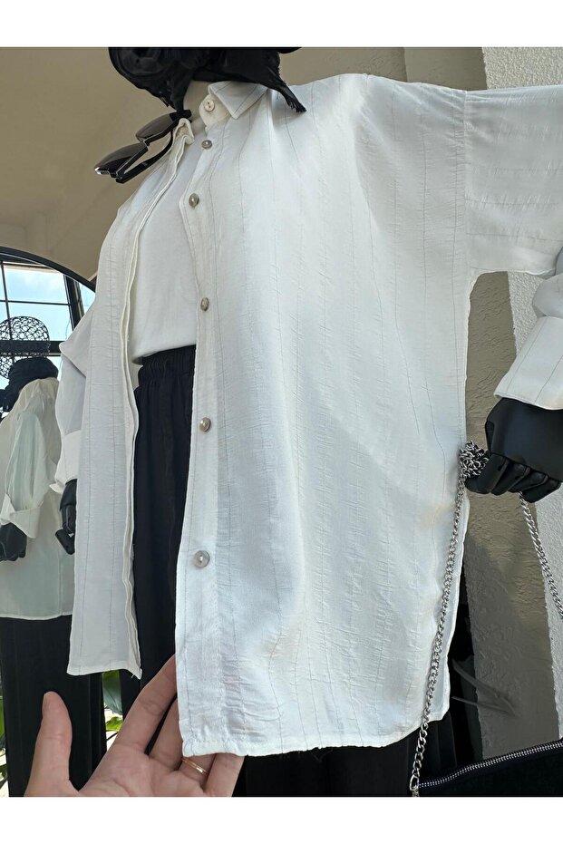 Sim Şerit Gömlek Beyaz - 3