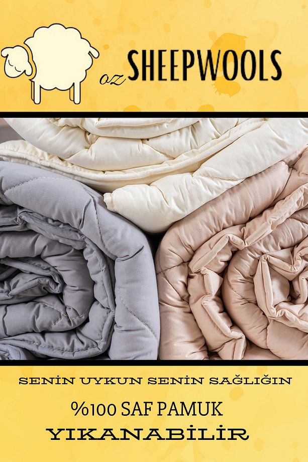Yazlık İnce Tek Kişilik Yün Yorgan %100 Merinos Yünü %100 Pamuk Kumaş Yıkanabilir Dolgu 1.3 kg - 3