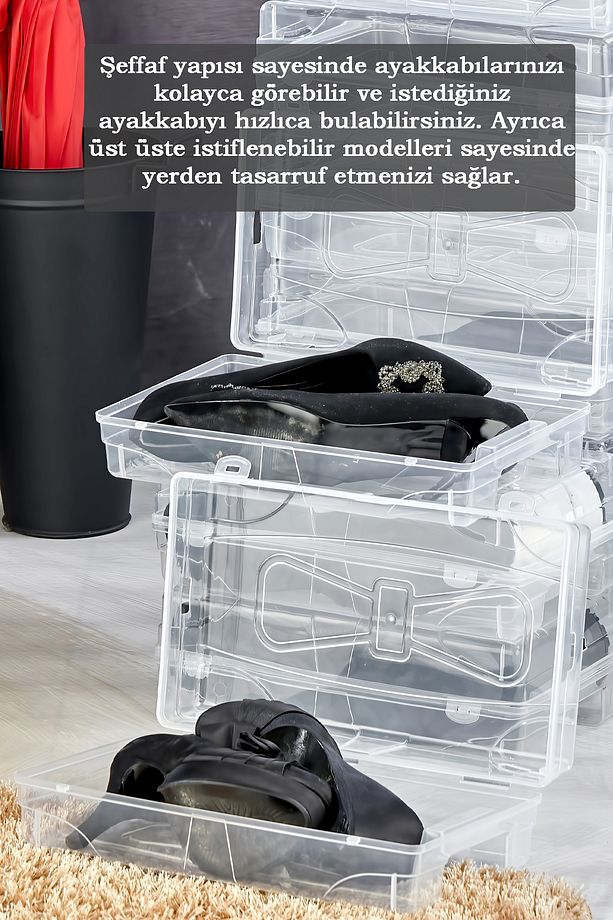 20'li Kadın Ayakkabı Saklama Kutusu - Şeffaf Dekoratif Ayakkabı Düzenleyici Kutu Seti - 8