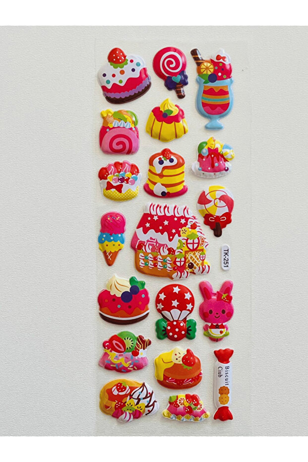 3D Tatlı Temalı Kabartmalı Sticker Seti - 3