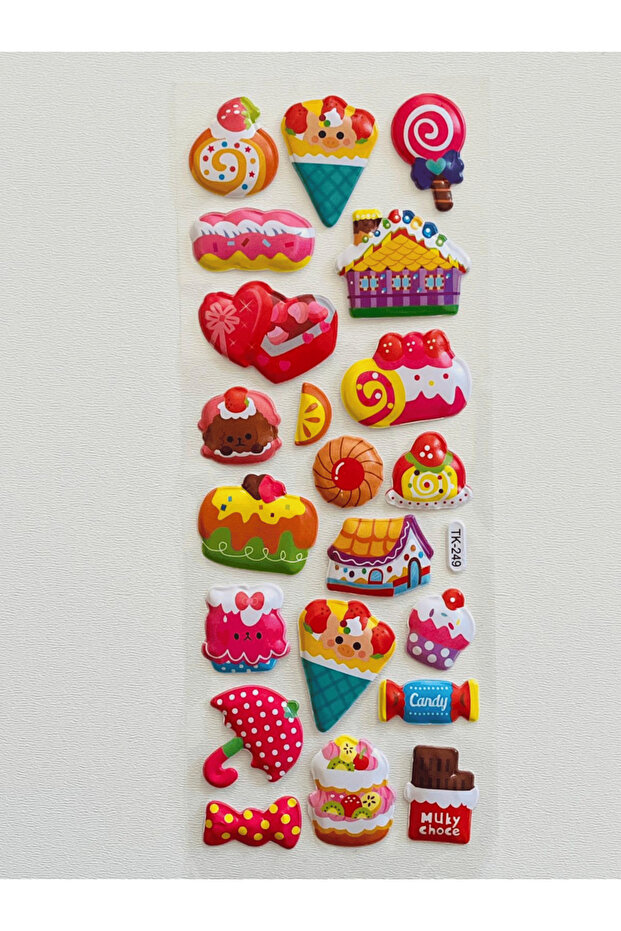 3D Tatlı Temalı Kabartmalı Sticker Seti - 5