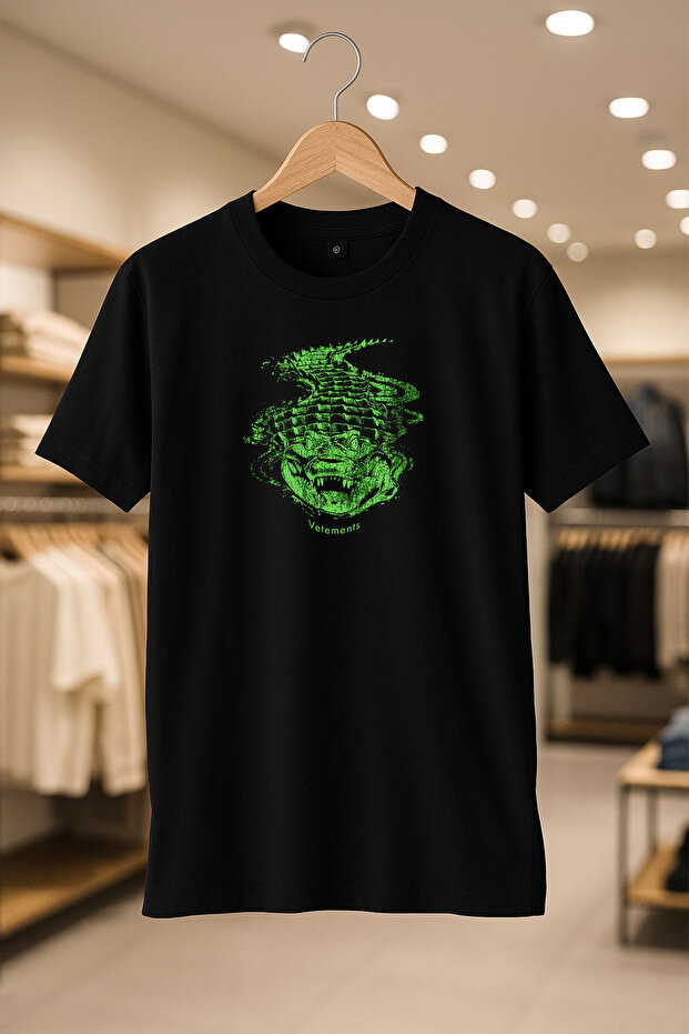 Vetements Crocodile Printed Oversize Unisex 100% Cotton Breathable Thick Fabric T-Shirt