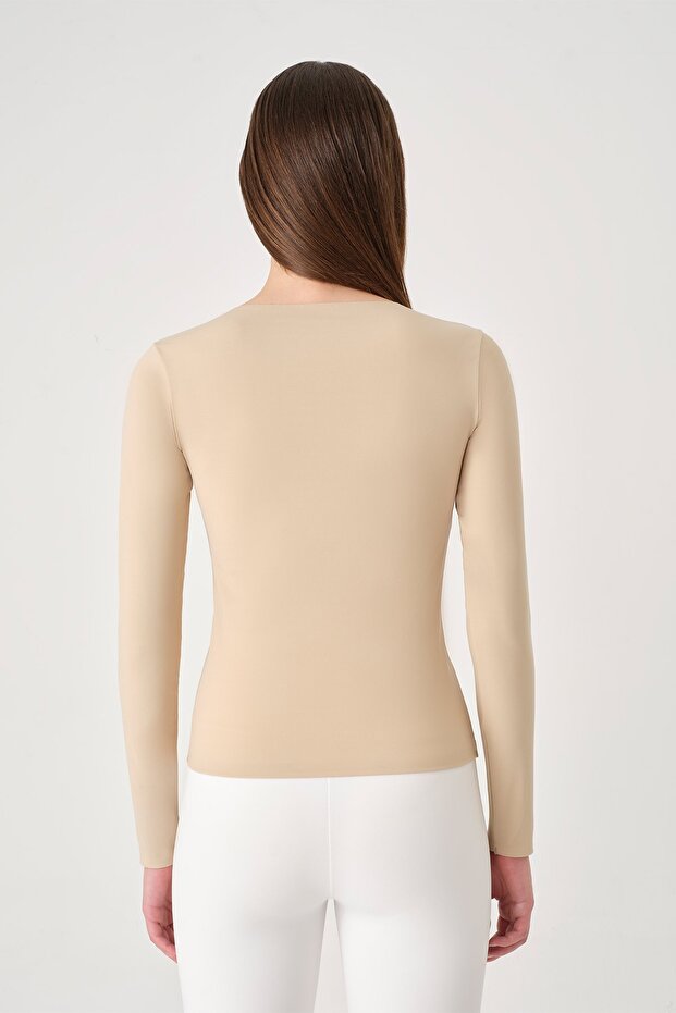 Long Crop Push Up Light Bej - 2