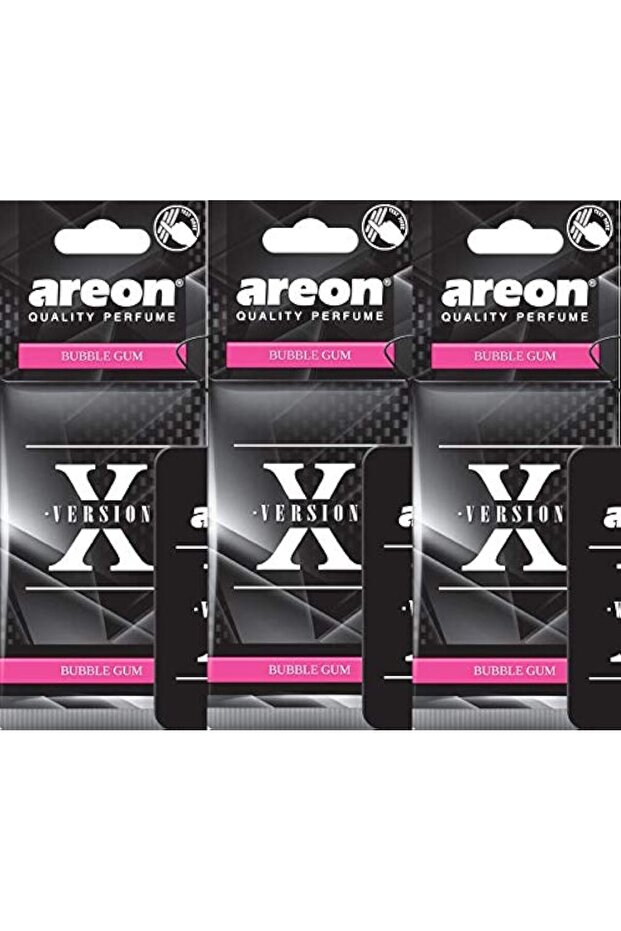 X Car Air Freshener Bubble Gum Scent - Black Hanging Pendant Mirror Perfume Dispenser - Cardbo