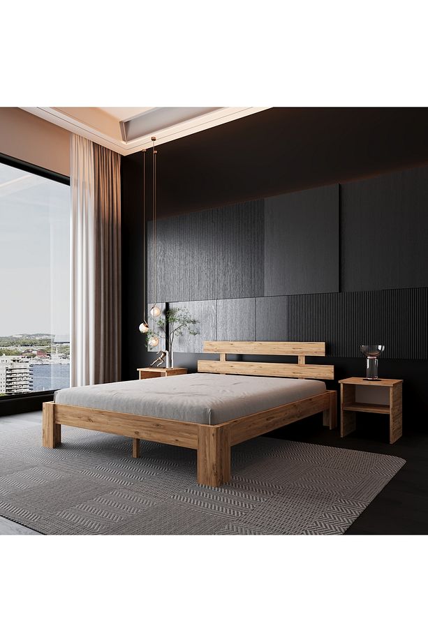 Lotus Atlantik Mdf 2 Komodin Set Karyola | Tek Ve Çift Kişilik Yatak Uyumlu, Kolay Kurulum - 2