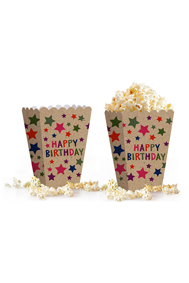Popcorn Box 8 Pcs - Kraft Stars-