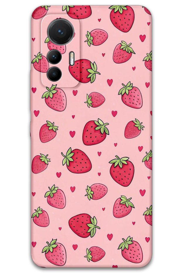 Xiaomi Mi 12 Lite Compatible Strawberry Pattern Phone Case + Screen Protector - 5804