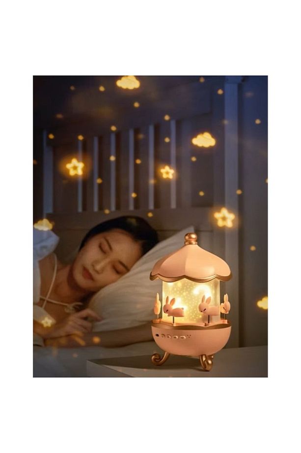 TAVŞAN MODEL ATLI KARINCA PROJEKSİYON GECE LAMBASI BLUETOOTHLU USB ŞARJLI - 2