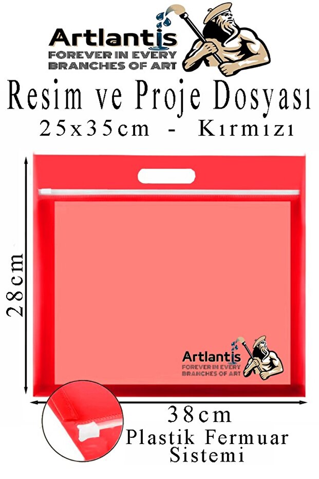 Renkli Plastik Fermuarlı Proje Dosyası 25x35 cm 3 Adet Tutmaçlı 28x38 cm Resim ve Proje Ödev Dosyası - 4