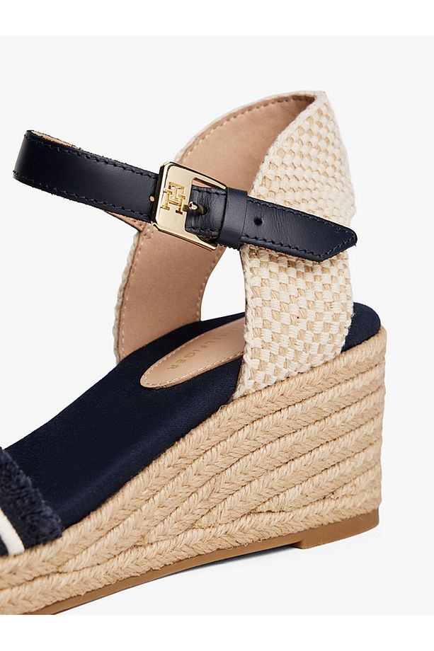 Fringe Canvas Wedge Sandals - 6