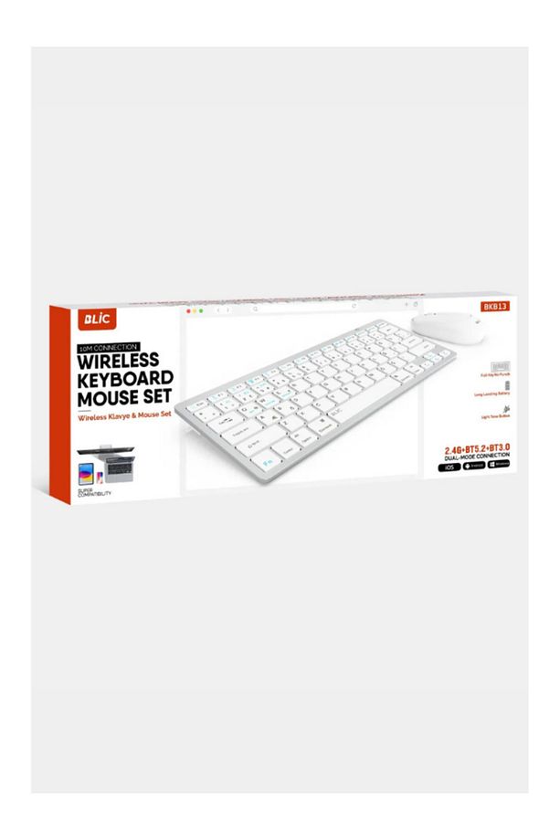 Kablosuz Mouse Zarif Sessiz Tasarım Dual Mode 2.4G+BT5.2 Klavye Mouse Set İos Android Windows Uyumlu - 2
