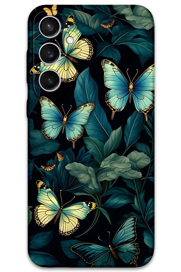 حافظة هاتف متوافقة مع هاتف Galaxy S24 FE على شكل فراشة + واقي شاشة - 5791