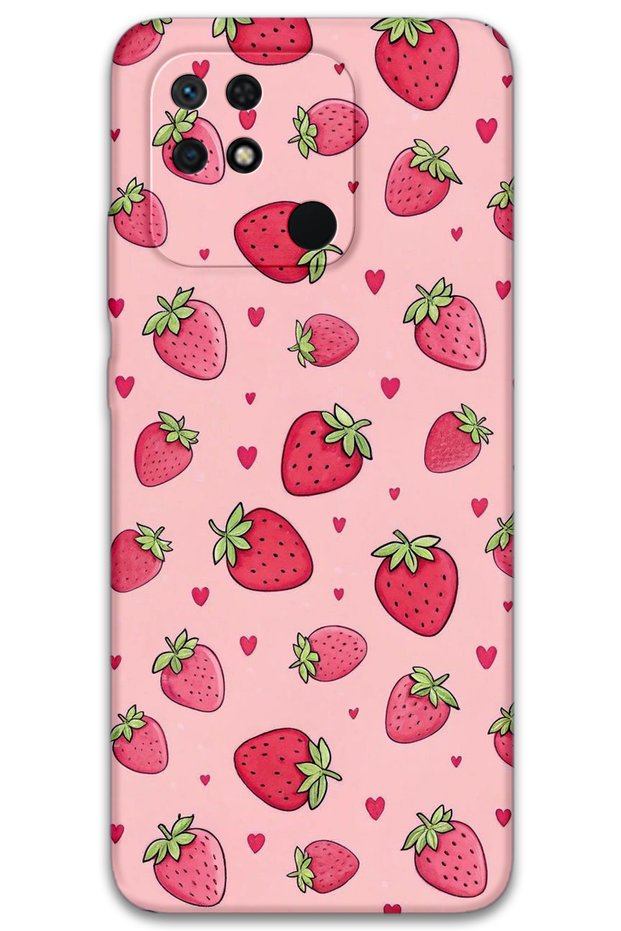 Poco C40 Compatible Strawberry Pattern Phone Case + Screen Protector - 5804