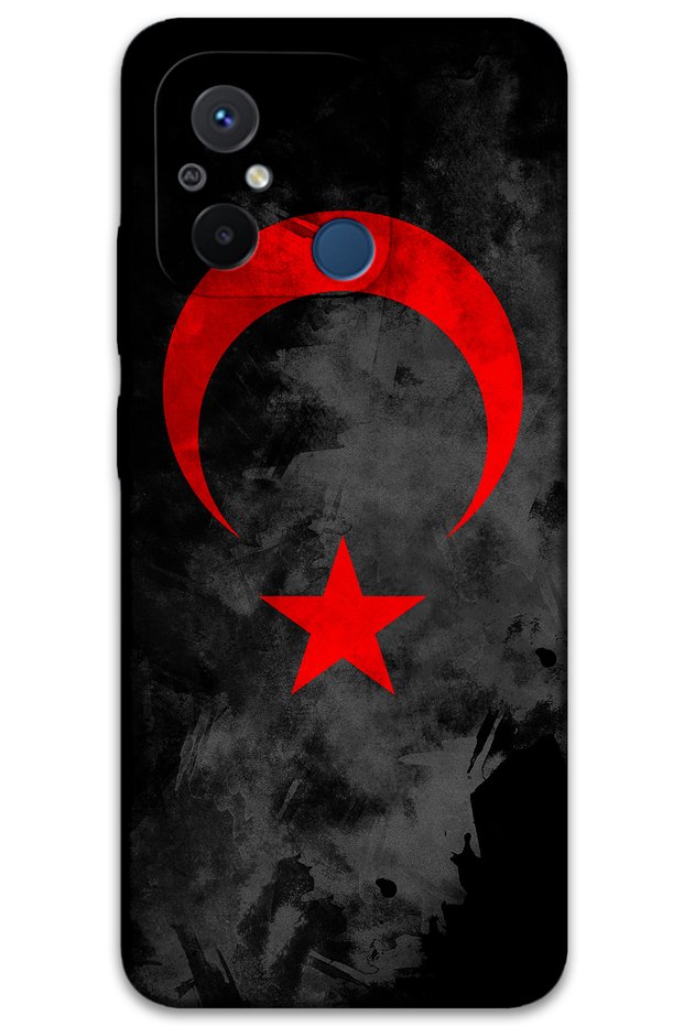 Xiaomi Redmi 12C Compatible Turkish Flag Patterned Phone Case + Screen Protector - 5852
