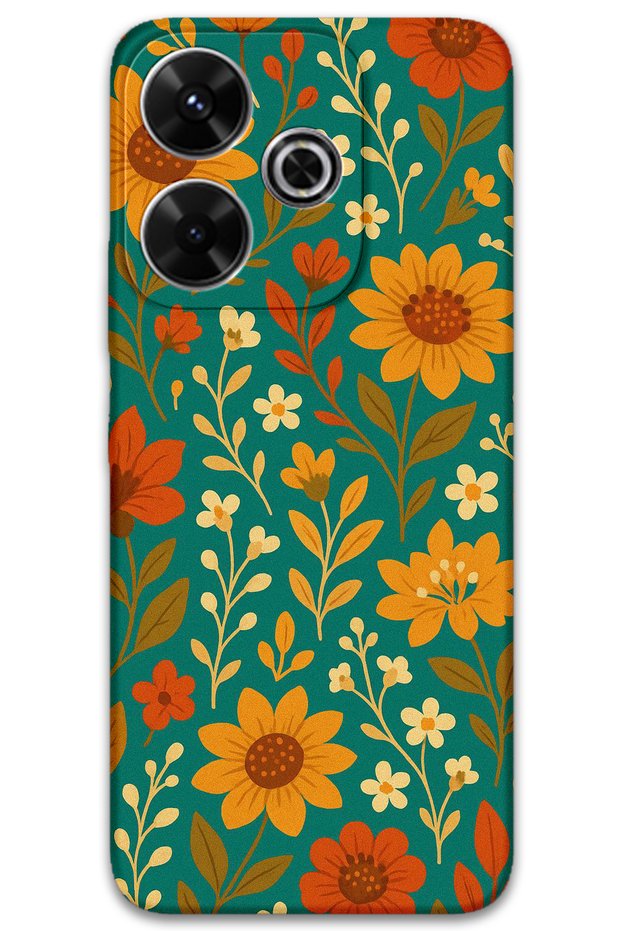 Xiaomi Redmi 13 Compatible Flower Pattern Phone Case + Screen Protector - 5786