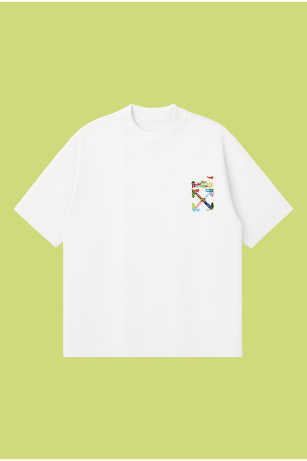 Off-White Print Tee Boxy Fit Oversized Unisex 100% Cotton T-shirt – Printed T-Shirt | Streetwear