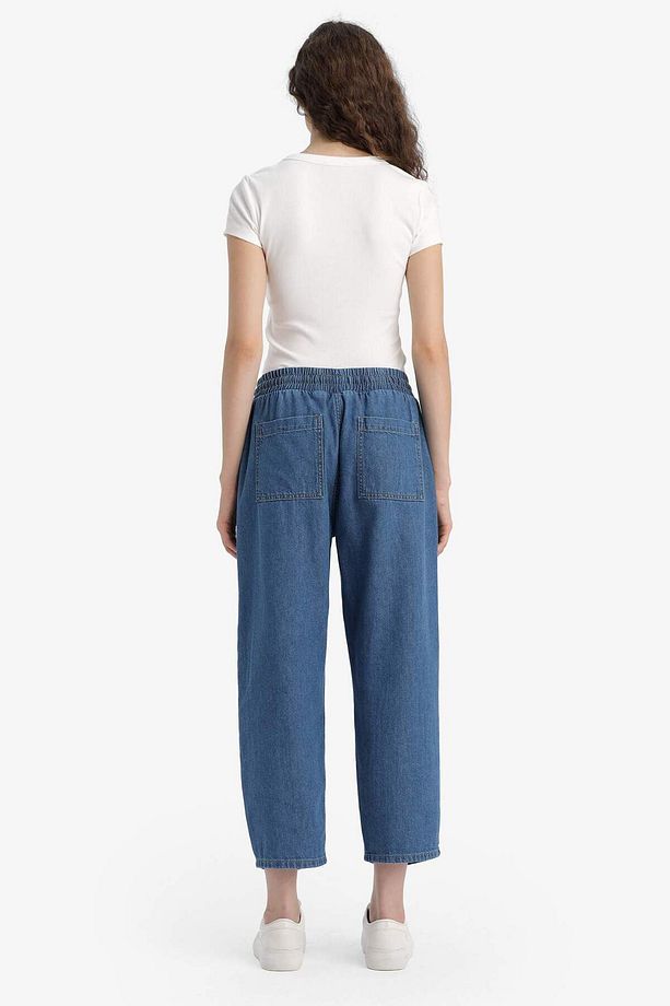 Pull On Carrot Fit Yüksek Bel Crop Fit Yumuşak Jean Pantolon E0954AX25SM - 6