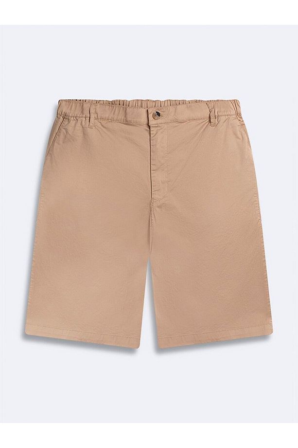 Basıc Midi Regular Gabardin Bej Şort - 1