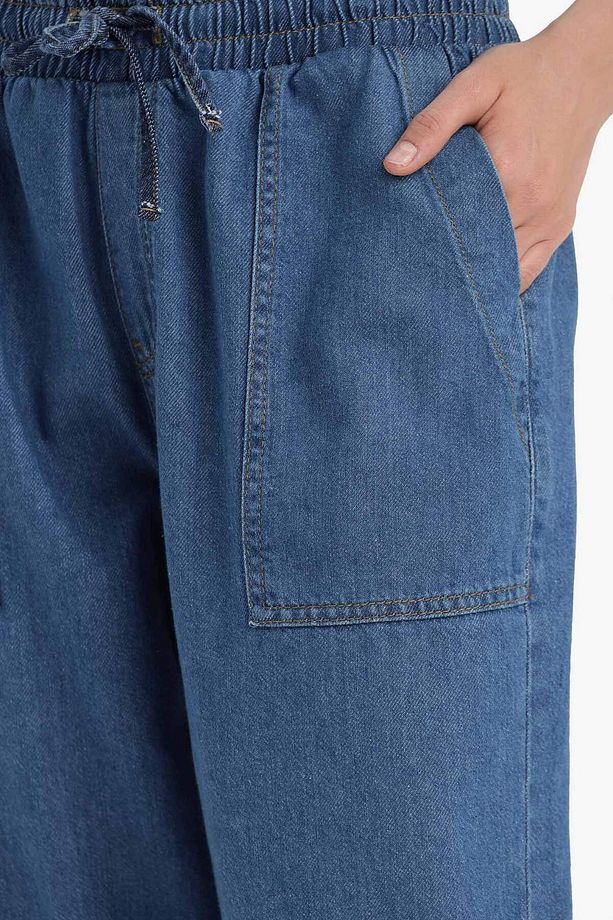 Pull On Carrot Fit Yüksek Bel Crop Fit Yumuşak Jean Pantolon E0954AX25SM - 5