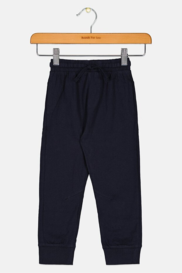بنطال رياضي سادة للأولاد الصغار، أزرق داكن - 1