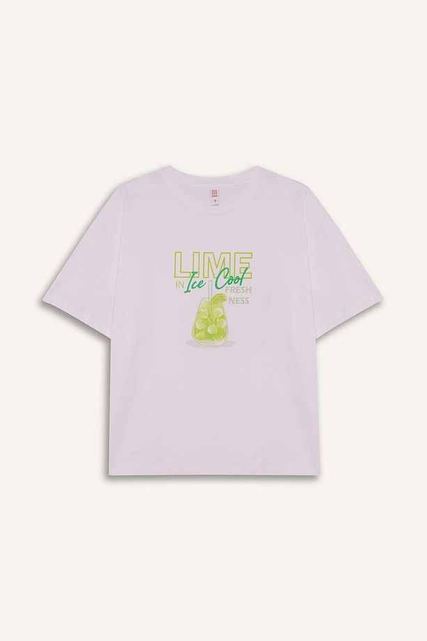 Pijama Takımı Regular Fit Baskılı Kısa Kollu Üst Şort-Fall in Love F5579AX25SM - 2