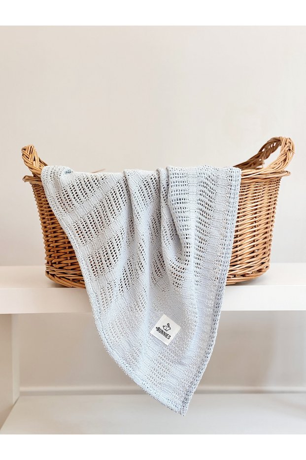Light Blue 100% Cotton Baby Blanket 100X100 cm – Lightweight Coverlet That Is Non-Sweaty and Breathable in Summer