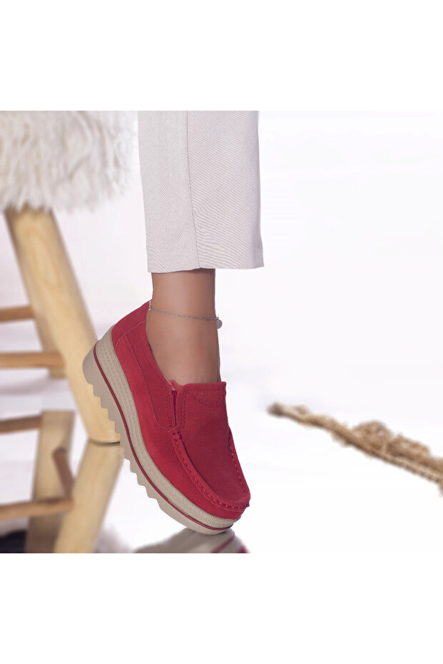 Khadye platform shoes, red suede, 41 - 2