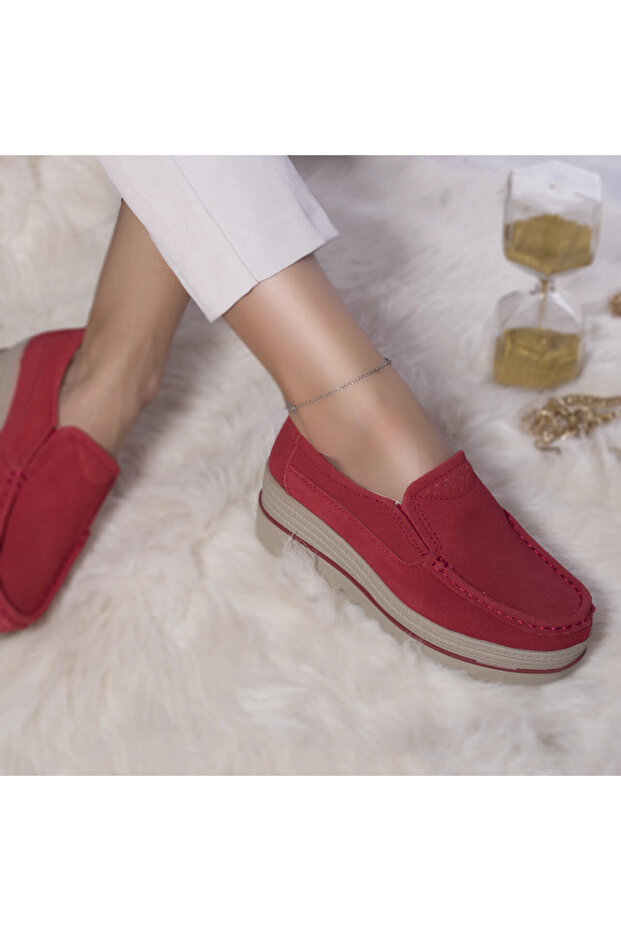 Khadye platform shoes, red suede, 41 - 4