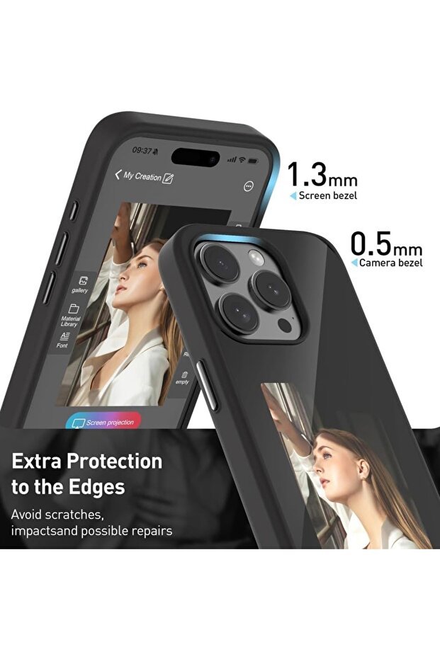 IPhone 15 Pro Case - Techsuit SmartScreen NFC - Black - 3