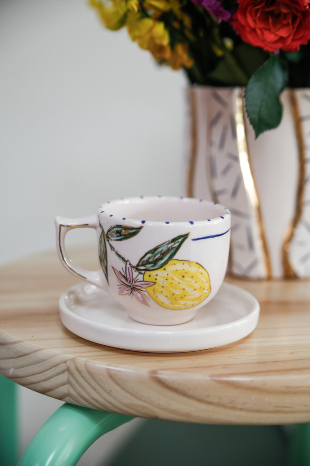 Handmade Ceramic Tea & Coffee Cup with Saucer