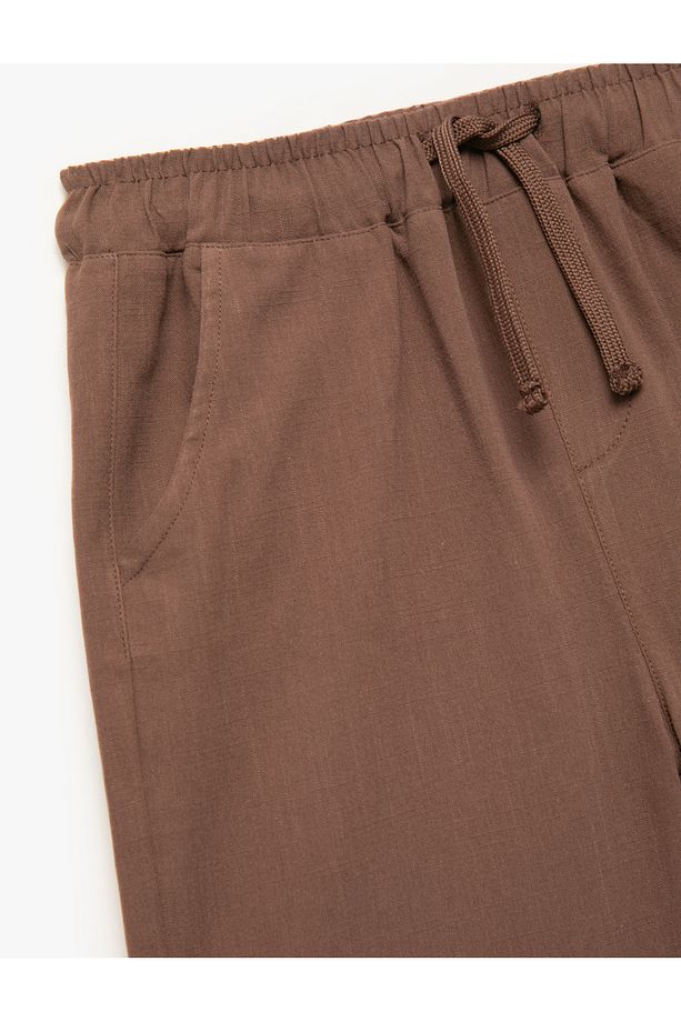Beli Bağcıklı Pamuklu Cep Detaylı Basic Bermuda Şort - 3