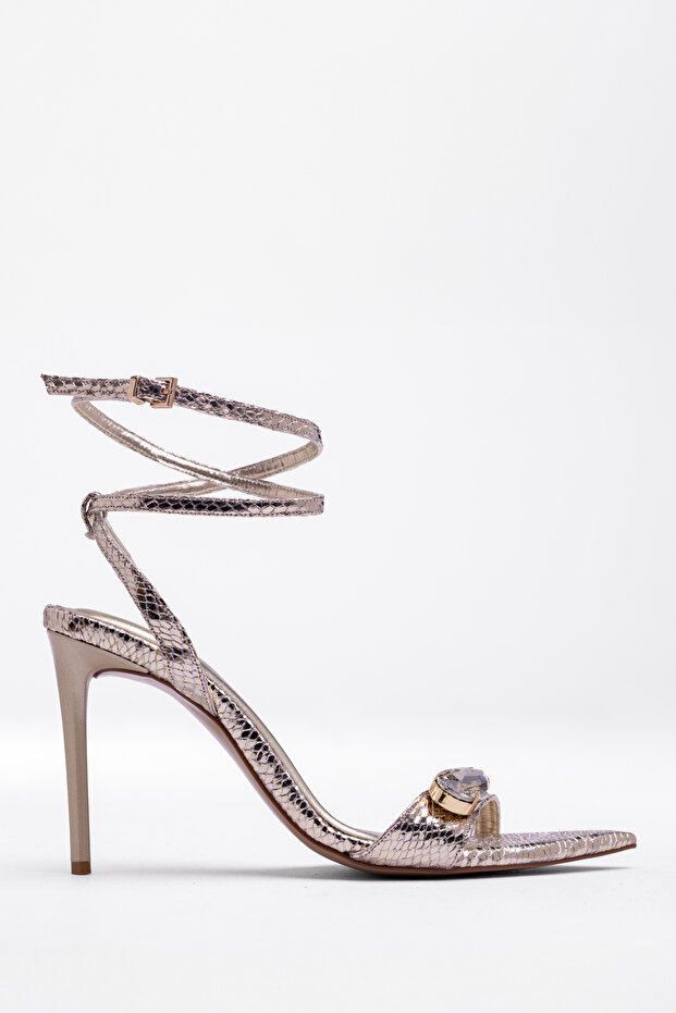 Women's Thin Heeled Stiletto Shoes – Ankle Strap, Crystal Stone, Suitable for Special Occasions