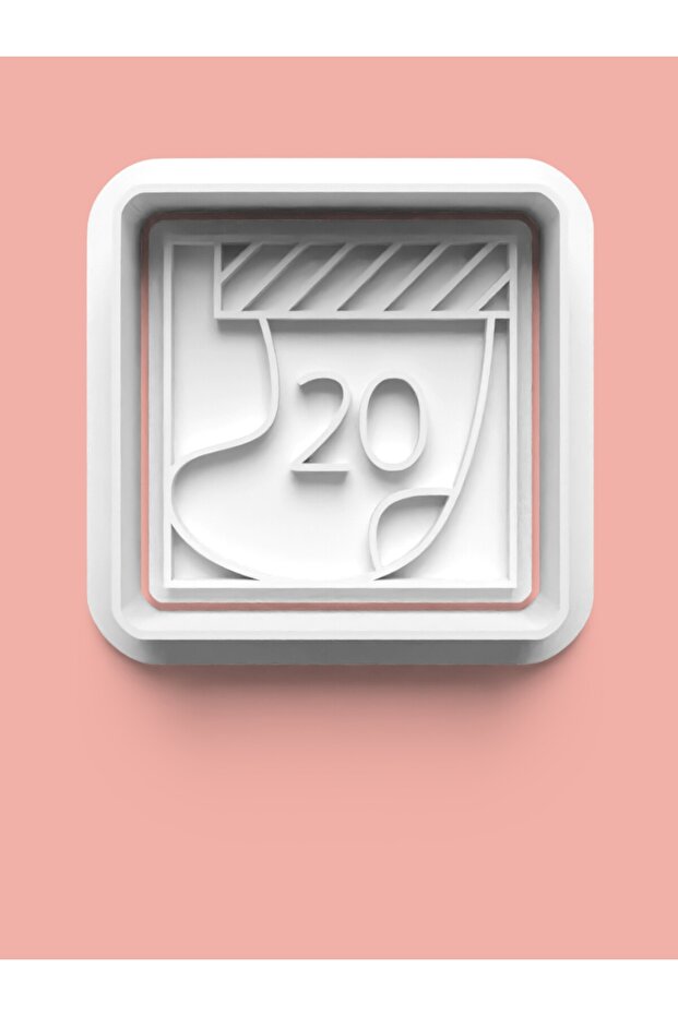Checkered Number 20 Figure Cookie Mold and Sugar Dough Mold - Twenty Numbers