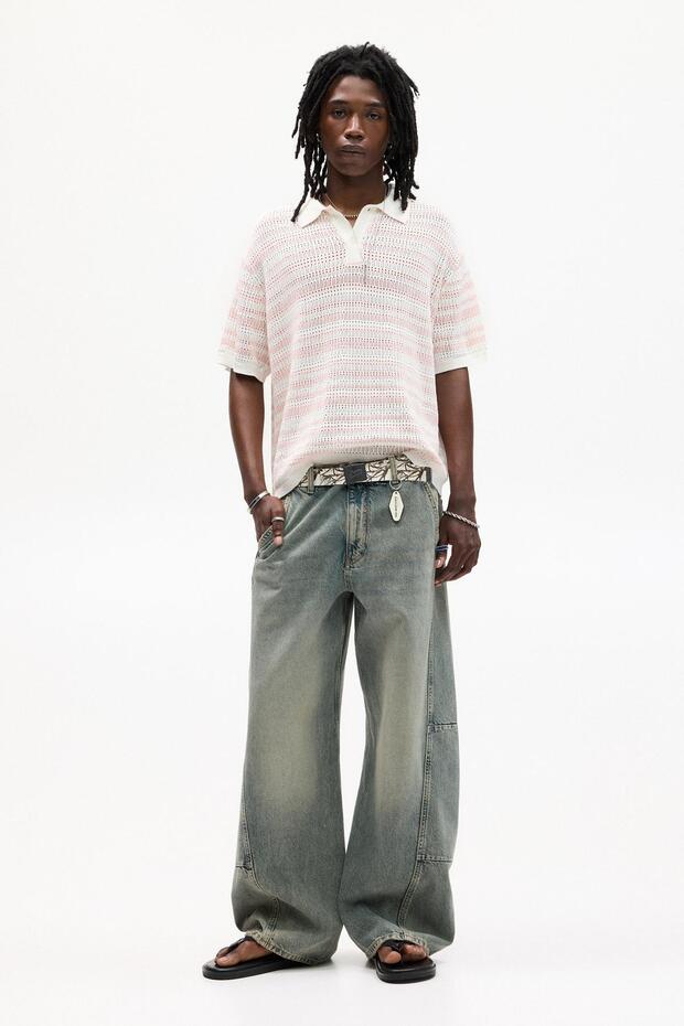 Ajurlu çizgili polo - 3