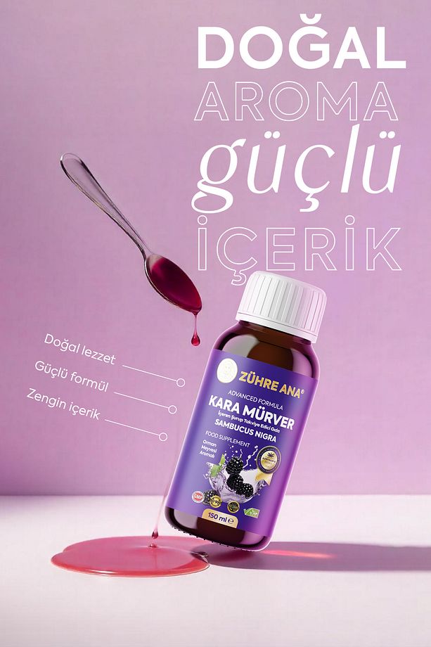 Kara Mürver Sambucus Nigra İçeren Şurup 150 Ml - 3