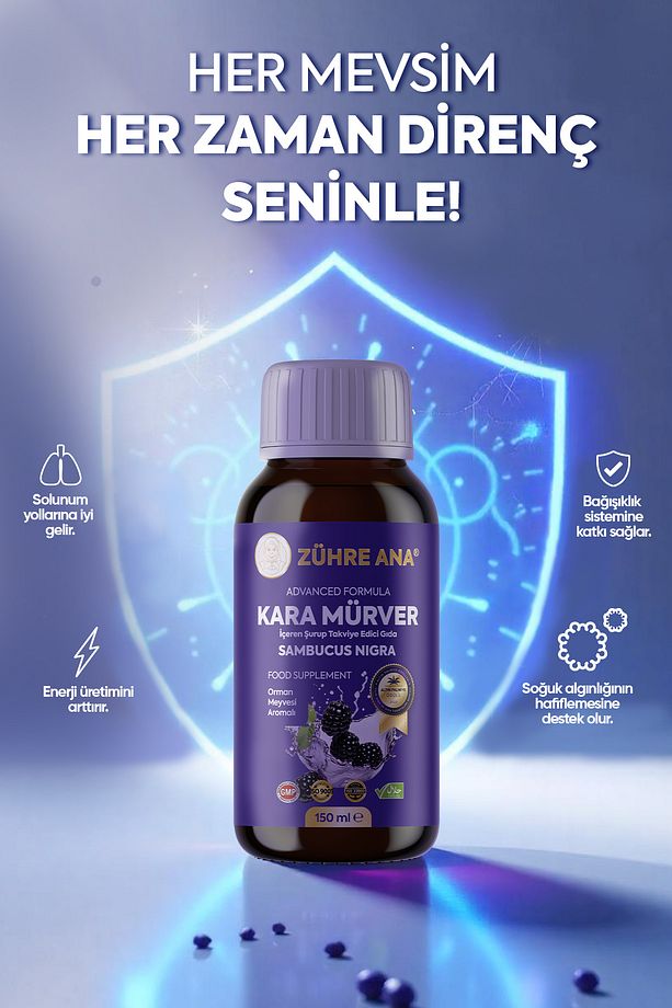 Kara Mürver Sambucus Nigra İçeren Şurup 150 Ml - 4