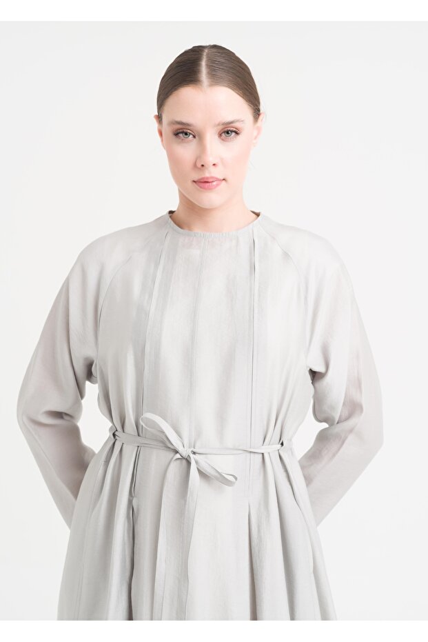 Reglan Kol Pile Detaylı Elbise - 5